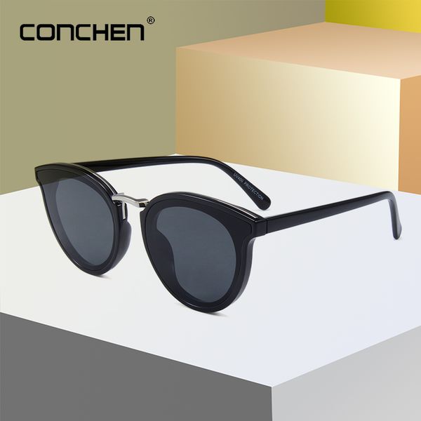 

conchen new round sunglasses women 2020 brand designer fashion sun glasses fashion summer style gafas feminino, White;black