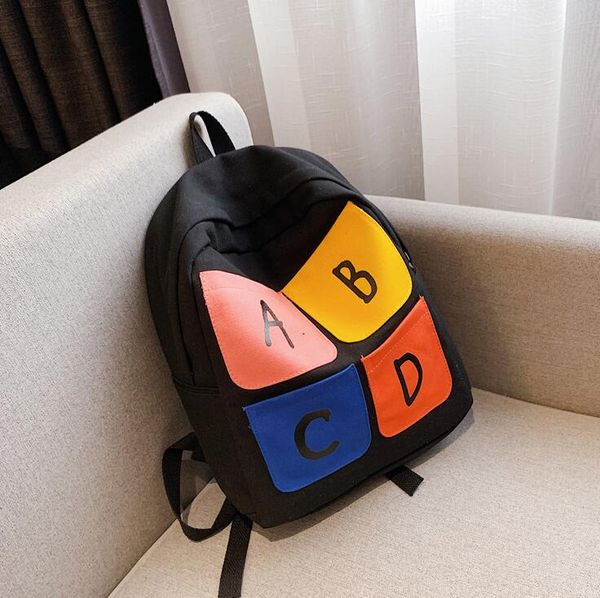 

schoolbag large capacity student backpack women canvas travel with letter girl shoulder bags