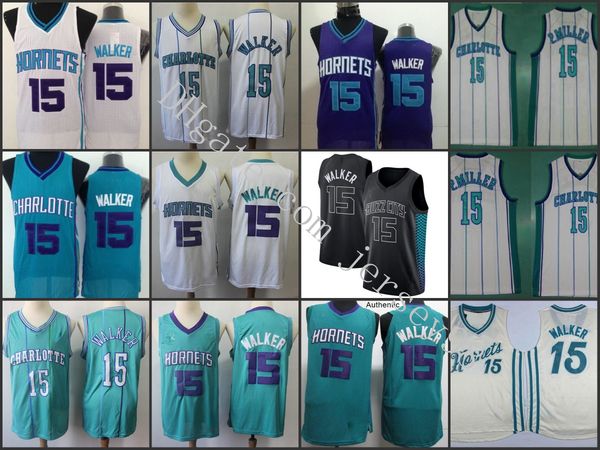 

charlotte hornets men #15 kemba walker white jersey, Black