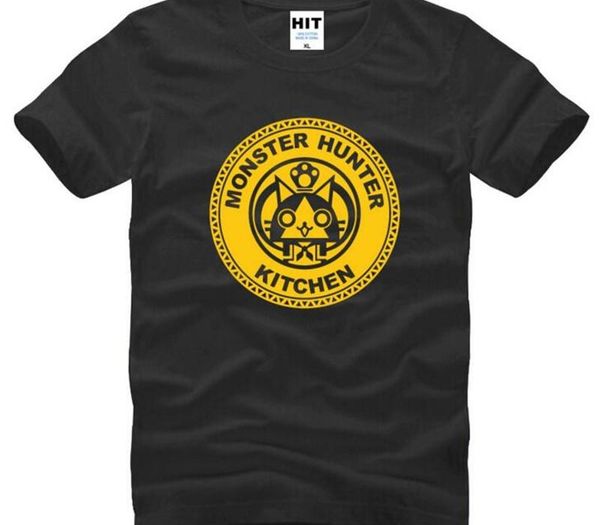 

monster hunter printed t shirt men summer short sleeve o-neck cotton men's t shirt funny cartoon spoof mens tee shirts big size, White;black