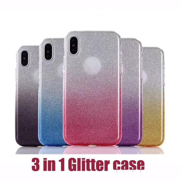 

gradient color glitter paper 3 in 1 hybrid phone cases for iphone x 8 7 6 plus samsung s8 s9 plus note 9