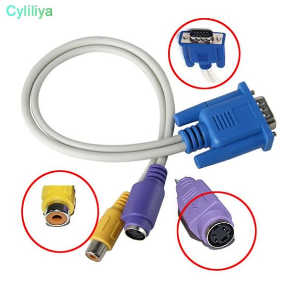 

cgjxs18cm vga male to tv s -video rca av converter cable adapter work with lap and desk (hl