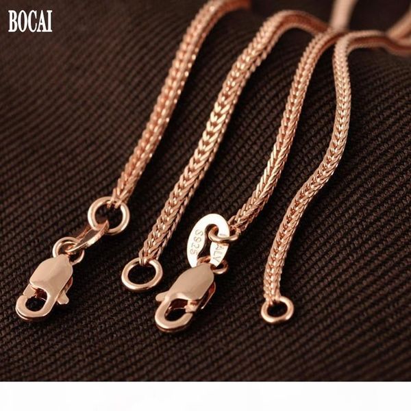 

new real s925 pure silver rose gold-plated chopin chain men necklace bold clavicle chain sweater women necklace silver