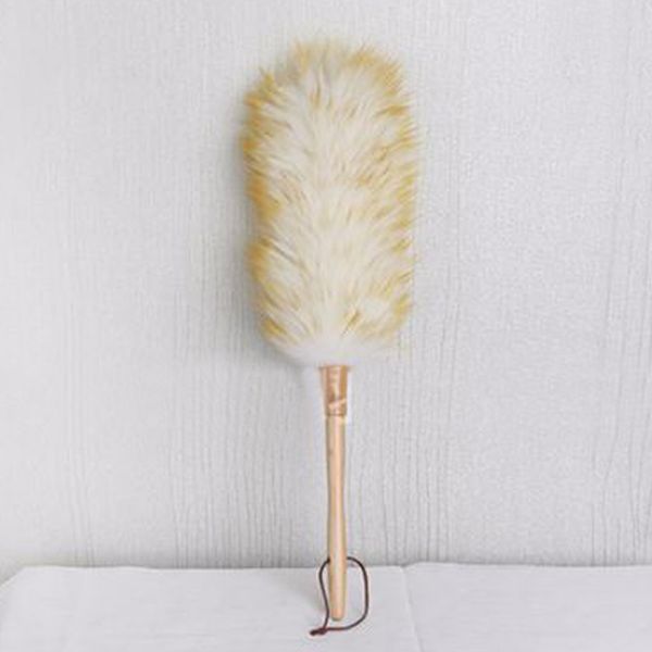 

wood handle dust sweeping home cleaning lambswool duster furniture hanging rope