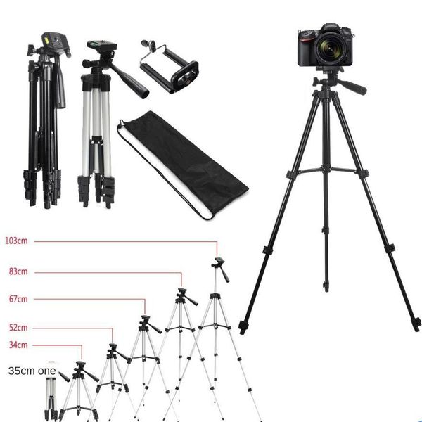 Tripé preto Digital Camera Titular 3 Mobile Phone Anchor Fotografia tripé de câmera ao vivo Câmaras Bluetooth Digital Titular 102m