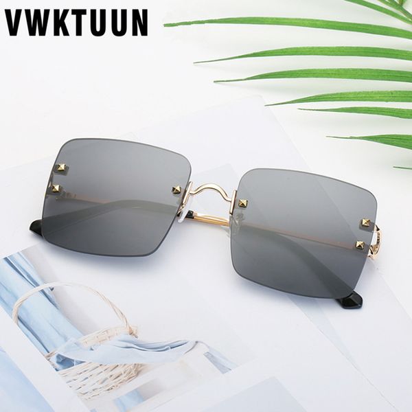 

vwktuun rimless sun glasses for men vintage glasses uv400 women's sunglasses square shades driving driver ocean lens sunglasses, White;black