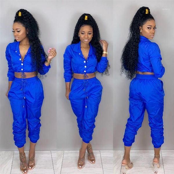 

2pcs pants solid color sports set with button female jumpsuit casual apparel spring womens designer, White
