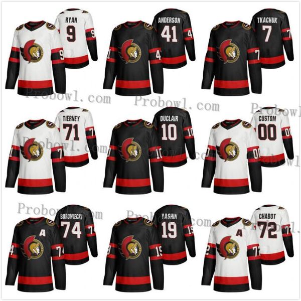 

ottawa senator custom thomas chabot brady tkachuk daniel alfredsson alexei yashin dominik hasek anisimov duclair hockey jersey s-4xl, Black