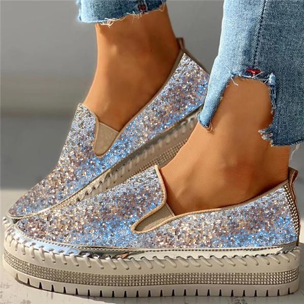 

women flats shoes crystal ladies glitter bling loafers flat platform fashion woman spring casual moccasins female shoes 2020, Black