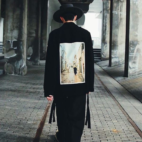 

20ss иллюстрация патч ленты куртка весна осень мода женщины мужчины верхняя одежда casual high street vintage black куртки открытый dh250, Black;brown