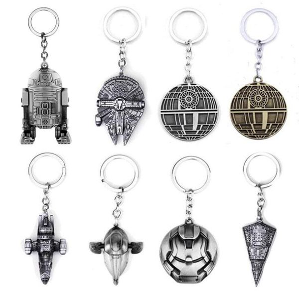 

20pcs/lot trendy jewelry keychain movie spaceship battleship alloy keyring car decorate for fans men party gift pendant car key rings, Slivery;golden