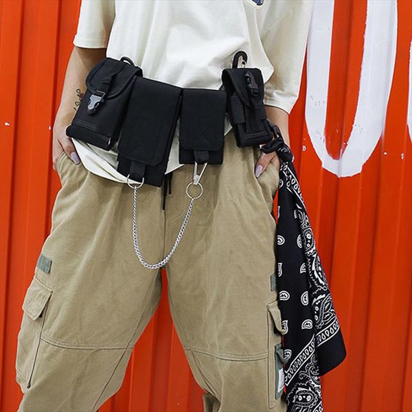 

men chest bag tactical waist bag multi pocket shoulder bags hip hop small phone pouch street boy fashion fanny pack