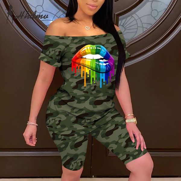

2020 camel young soft casual fashion tracksuits slash neck short sleeve short pants women 2 piece set, White