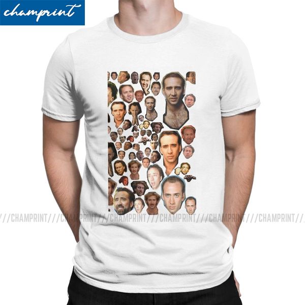 

men t-shirt nicolas cage collage vintage pure cotton tee shirt short sleeve funny meme t shirts o neck clothes summer