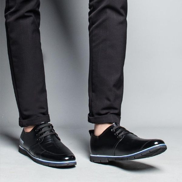 

soft microfiber leather casual basic men shoes driving fashion breathable outdoor spring autumn british lace up comfy business, Black