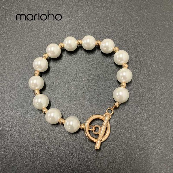 

fashion round big pearl bracelet&bangle alloy round buckle bracelet for women simple wedding party jewelry accessories gift, Black