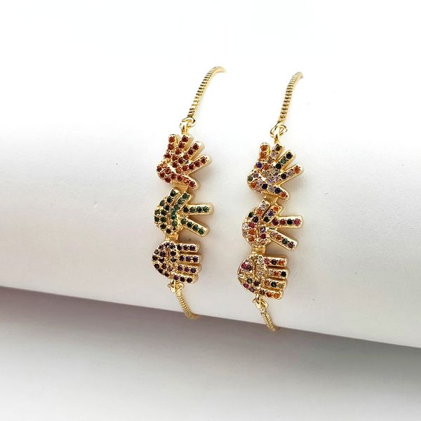 

10pcs romantic micro pave rainbow cz crystal palm charm bracelet for women jewelry gift bg330, Black