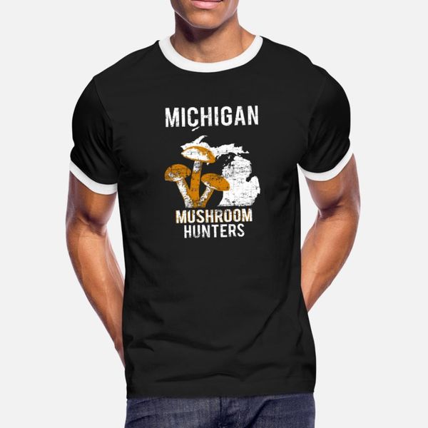 

michigan mushroom hunting t shirt men knitted tee shirt crew neck cool interesting new fashion summer original shirt