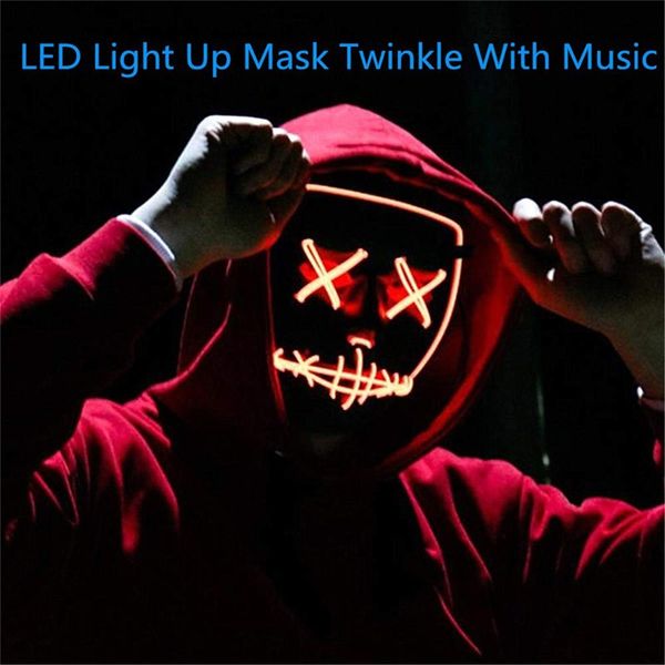 

хэллоуин светодиодной масок чистки маска выборы тушь костюм dj party light up маска glow в dark тушь ужас маска светящаяся 2020
