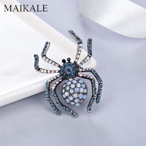 

maikale cute rhinestone spider brooch pins crystal broche insect brooches for women shirt suit kids bag accessories charm gifts, Gray