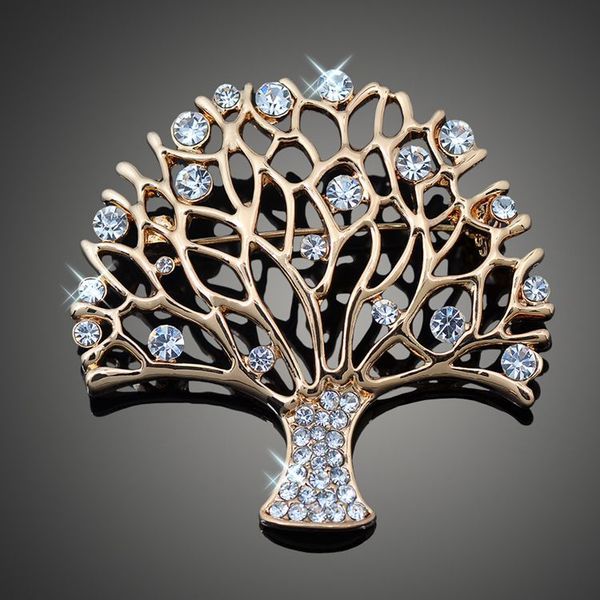 

pins, brooches fashion high-grade rhinestone tree brooch of life with cystal temperament jewelry for women, Gray
