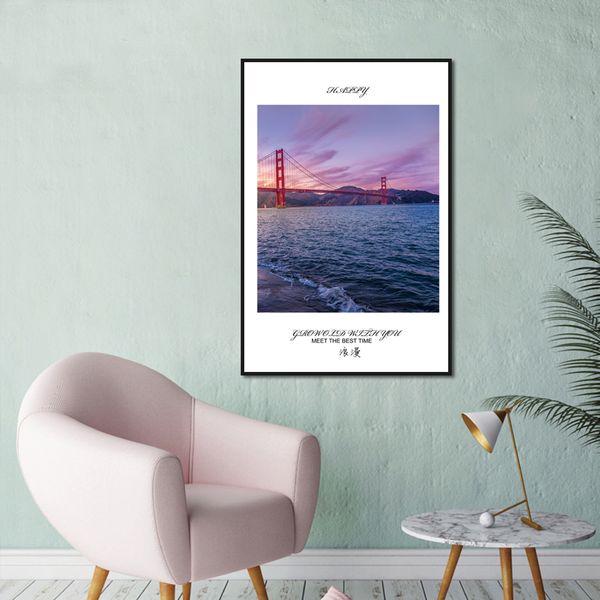 

lavender themed seascape art painting nordic simple style living room decoration background wall hanging picture frameless