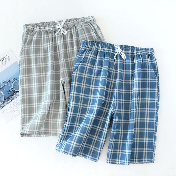 

men's sleepwear fdfklak cotton pyjama trousers mens blue/gray plaid sleep bottoms summer comfort bottom pajama pants, Black;brown
