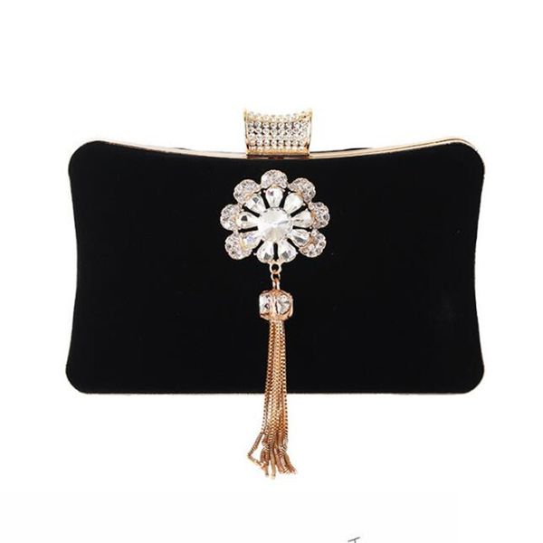 

2020 flannel diamond evening clutch flowers tassel banquet purse for ladies wedding chain shoulder bags drop shipping mn1534