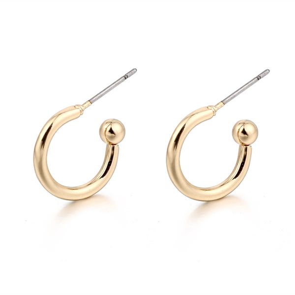 

1pair chic bead mini small hoop earrings glitter gold color smooth opening circle earring women jewelry brincos e128-1, Golden;silver