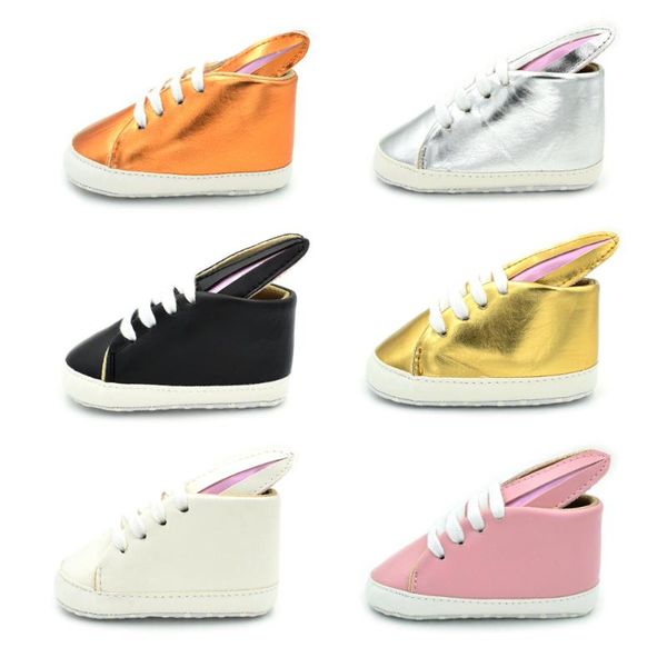 

new newborn baby 3d rabit ear gold fashion pu leather shoes for kids sneakers infant crib shoes toddler boys girls first walkers