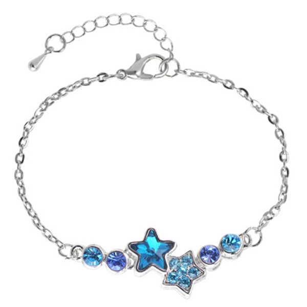 

new fashion rose gold rhinestone star pendant bracelet for women girls party daily life simple personality jewelry accessory, Black