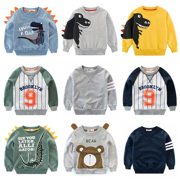 

boys hoodies kids sweatshirt toddler girls children cotton dinosaur crocodile cartoon baby sweatshirts winter clothes full lj200812, Black