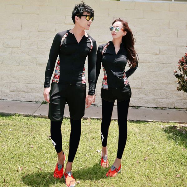 

matching couples full set body rash guard long sleeve swimsuit zipper sun protection swimsuit rash guard bathing surf swim suit