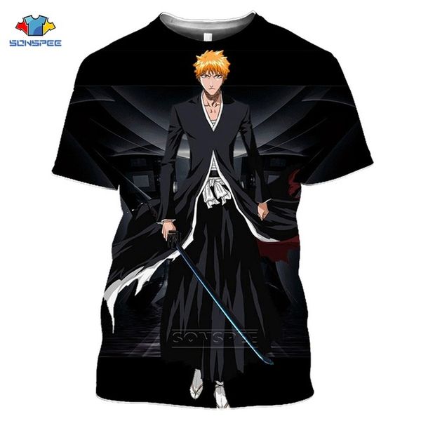 

summer anime bleach pullover men 3d print shirts comics plus size hentai men clothing