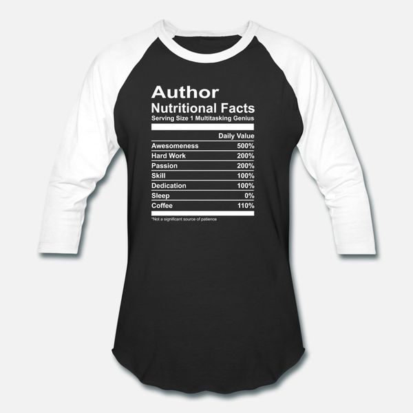 

author nutritional facts t shirt men designs cotton o-neck costume graphic funny casual spring pictures shirt