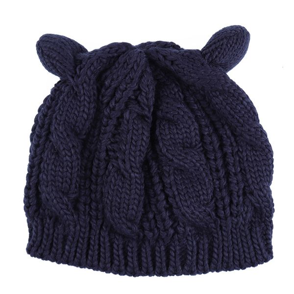 

2020 new twist women hat knitted cotton wool warm winter beanie caps stylish, Blue;gray