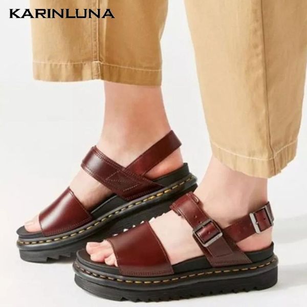 

karin 2020 brand design big size 43 gladiator women sandals wedges peep toe platform retro summer casual woman sandals, Black