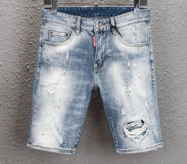 

summer style new mens shorts jeans luxury men denim trousers zipper patchwork slim blue hole shorts jeans 7920#
