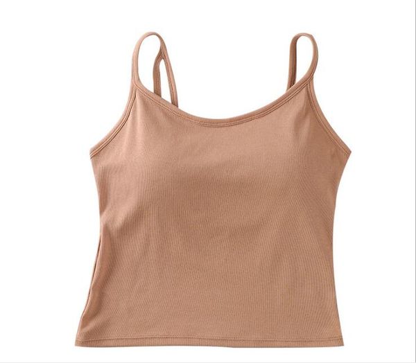 

the new style of vibrato thread cotton is pure color vest, fashionable tiktok with a bottom strap, White