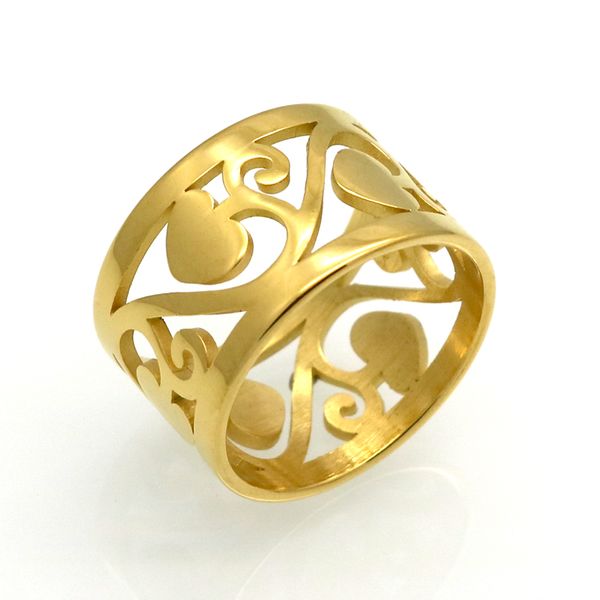 

new brand classic fashion gold color hollow vines heart ring jewelry popular romantic wedding ring for women, Golden;silver