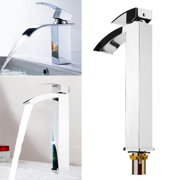 

brass bathroom chrome waterfall torneira basin sink faucet single handle and cold water mixer tap single hole deck mounted