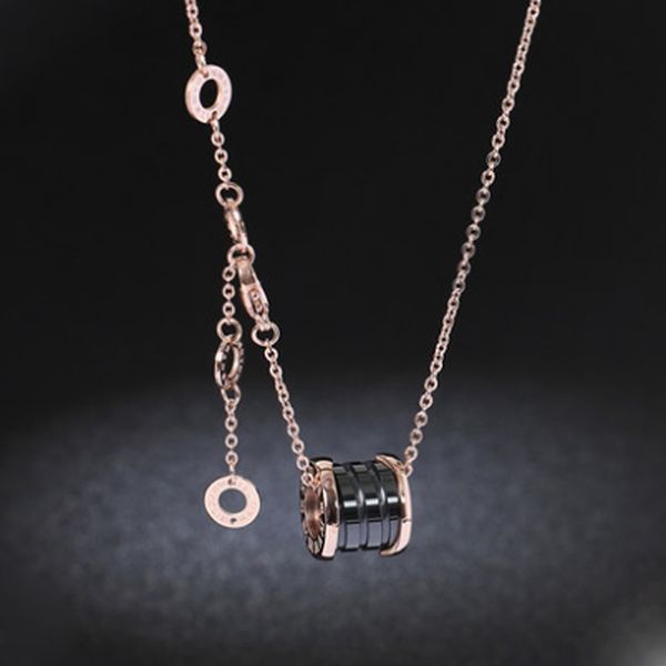 

2019 women luxury designer jewelry roman numeral ceramic pendant necklaces rose gold color stainless steel mens necklace gold chain gift box, Silver