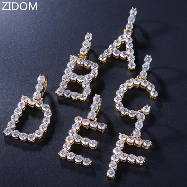 

men hip hop iced out custom name tennis letter pendant necklaces cubic zirconia alphabet charm pendants hiphop women jewelry, Silver