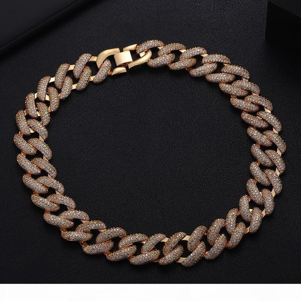 

accking full cz statement cuban link chain choker necklace adjust for man or women bijoux wholesale ing, Golden;silver