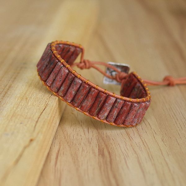 

charm bracelets handmade jewelry bohemia leather wrap bracelet natural stone beaded bangle women men boho strand gifts, Golden;silver