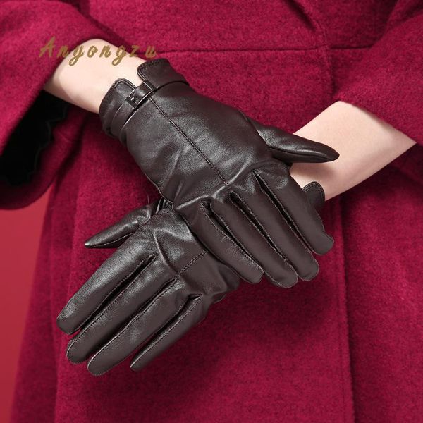 

anyongzu women fashion wrist warm sheepskin gloves autumn and winter windproof and anti - cold means touch screen gloves, Blue;gray