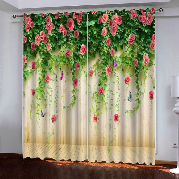 

red rose curtain luxury blackout 3d window curtains for living room wedding bedroom custom size drapes