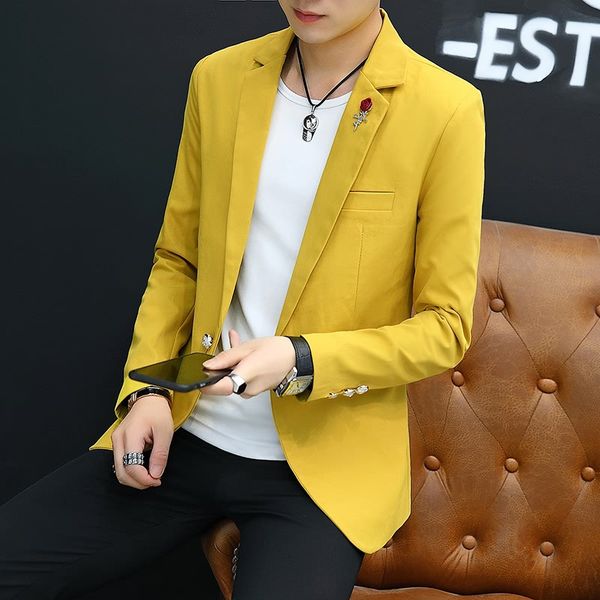 

fall 2020 new men's suit pure color cultivate one's morality fashion gentleman leisure suit, White;black