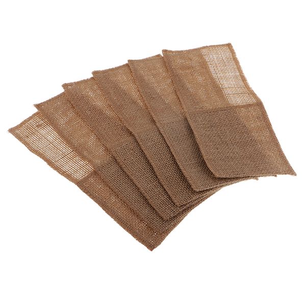 

6pcs burlap knifes forks holders cutlery pouch bag party tableware favor