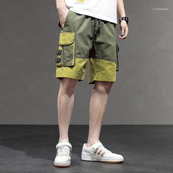 

relaxed high street одежда hip hop mens cargo pants сыпучие большой карманный лоскутная мужчины шорты лето, White;black